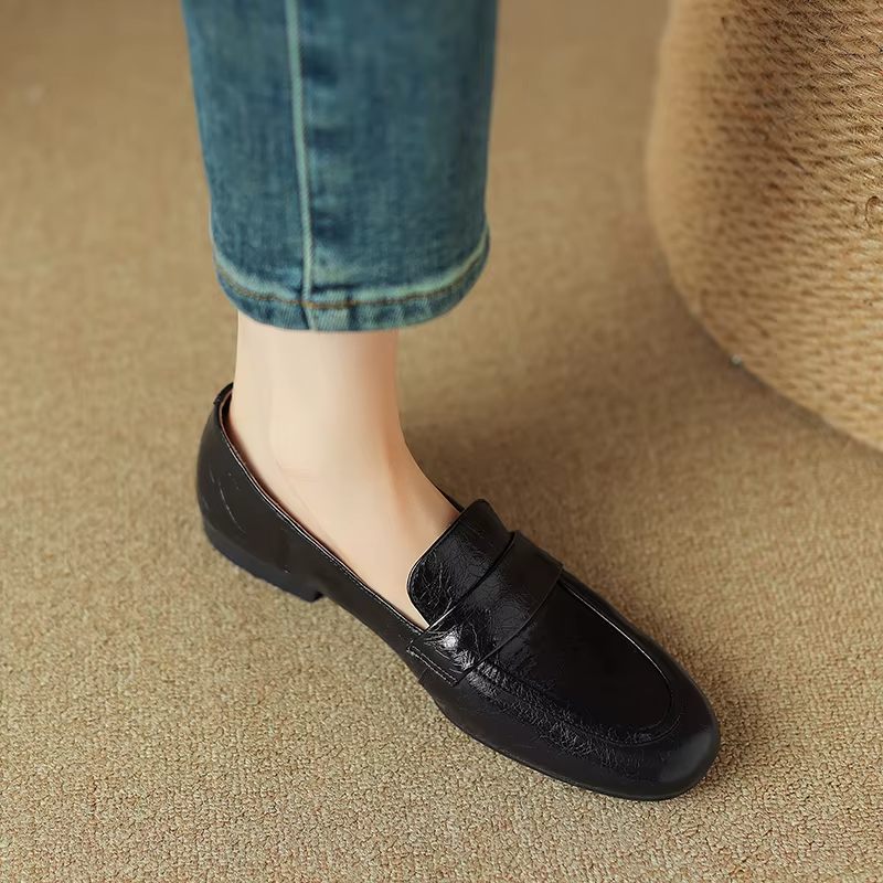 Oriana Casual Loafers I Läder För Kvinnor - Svart