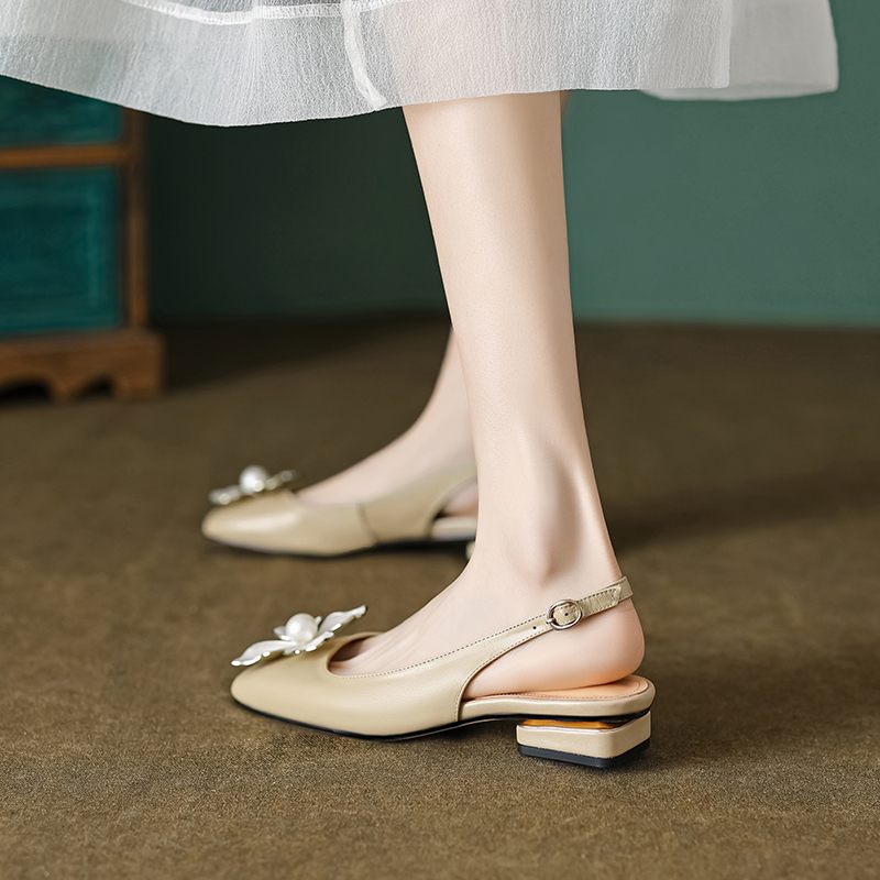 Oriana Damsandaler Med Låg Klack - Beige