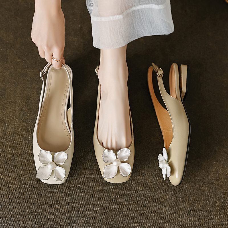 Oriana Damsandaler Med Låg Klack - Beige