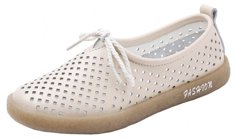 Palmer Platt Läderskor För Kvinnor - Beige