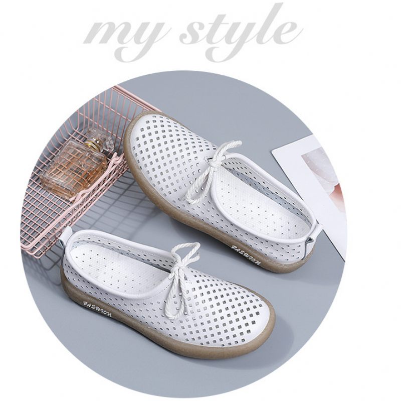 Palmer Platt Läderskor För Kvinnor - Beige