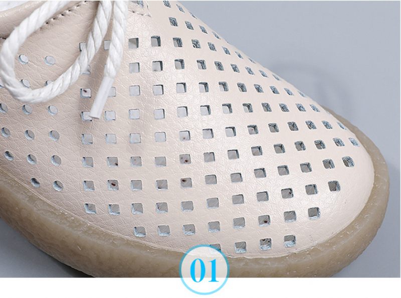 Palmer Platt Läderskor För Kvinnor - Beige