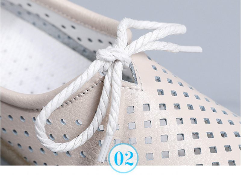 Palmer Platt Läderskor För Kvinnor - Beige