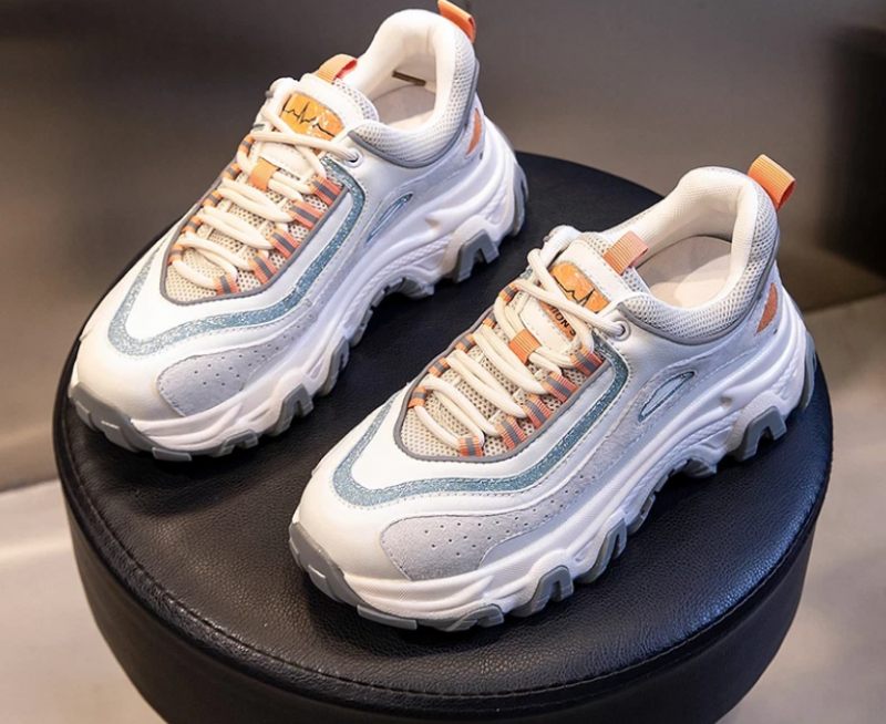 Pasquali Dam Sneakers Skor Äkta Läder Med Plattform - Orange