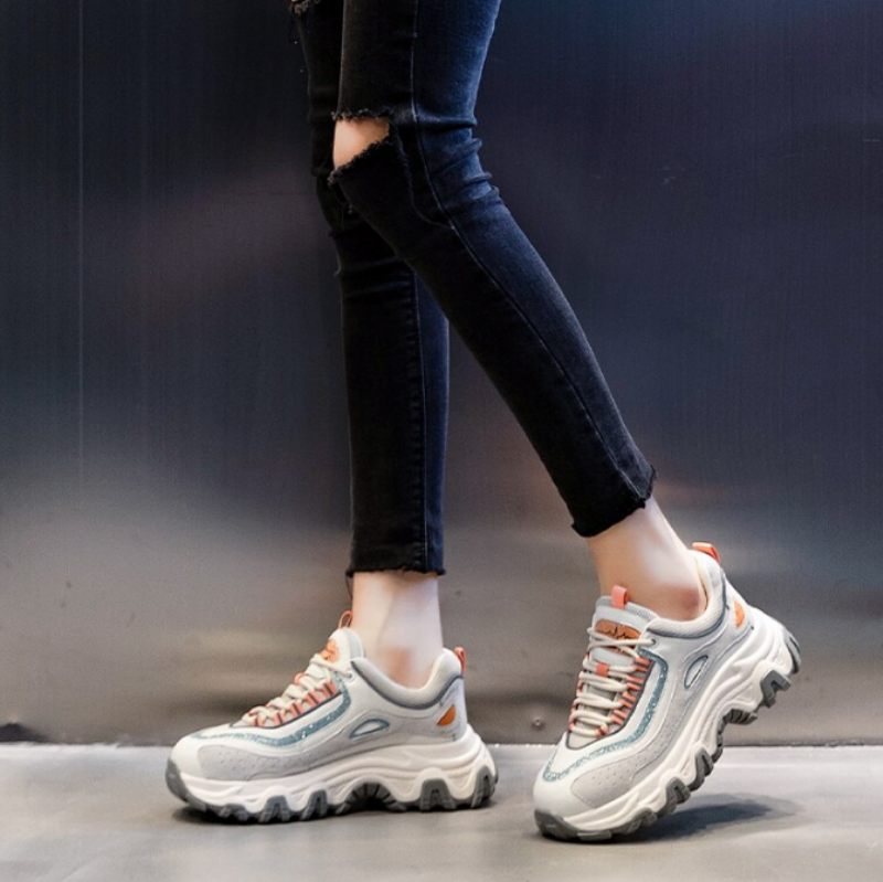 Pasquali Dam Sneakers Skor Äkta Läder Med Plattform - Orange