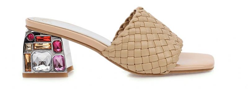 Peggy Sandal Med Hög Klack För Kvinnor - Beige