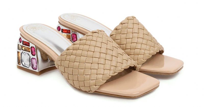 Peggy Sandal Med Hög Klack För Kvinnor - Beige