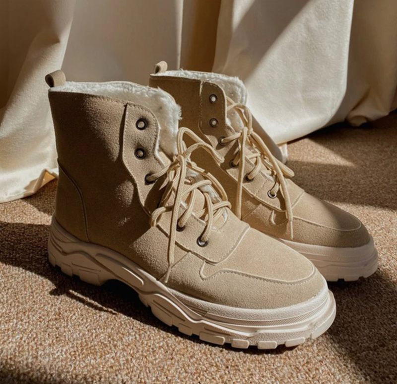 Pelae Boots Ankelhöjd - Beige med päls
