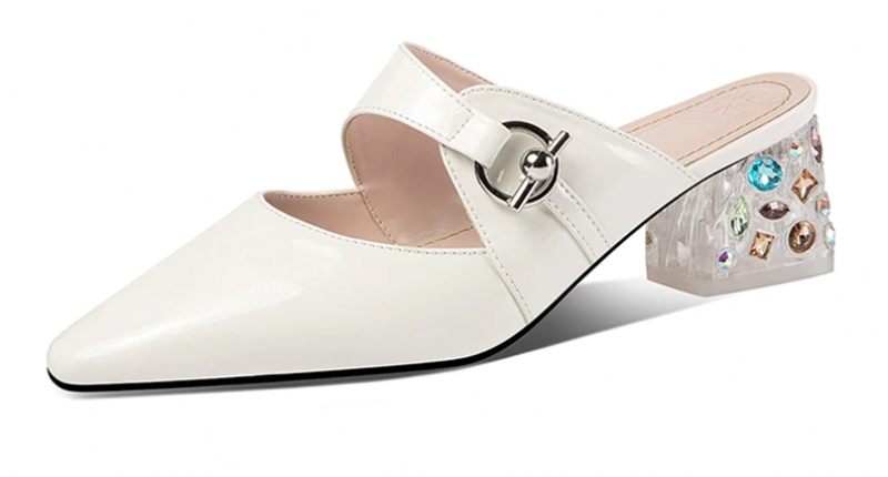 Piani Eleganta Mules-skor I Äkta Läder För Kvinnor - Beige