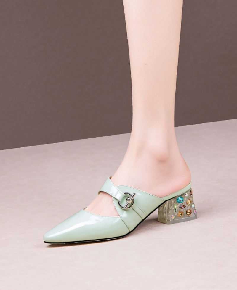 Piani Eleganta Mules-skor I Äkta Läder För Kvinnor - Beige
