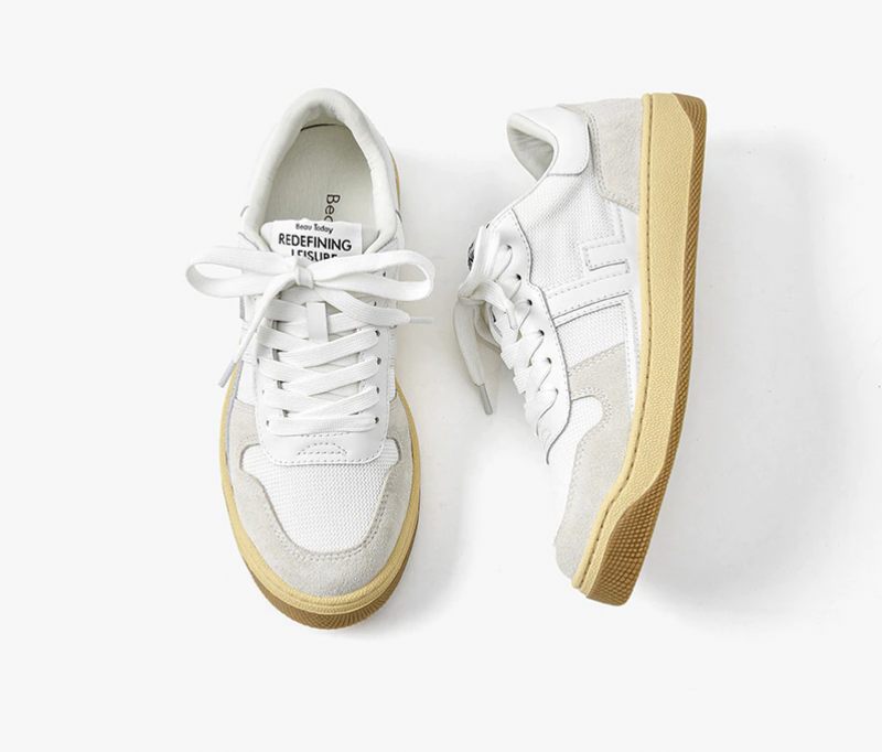 Picco Sneaker Läder Lace-up Flats Skor - Beige Grå