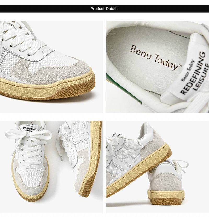 Picco Sneaker Läder Lace-up Flats Skor - Beige Grå