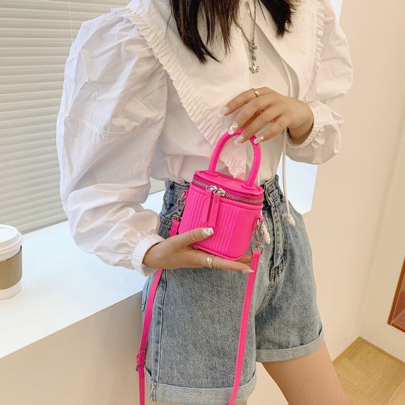 Pinky Crossbody-handväska I Läder För Kvinnor - Rosa