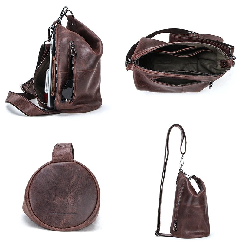 Pinto Crossbody-handväska I Läder För Män - Kaffe