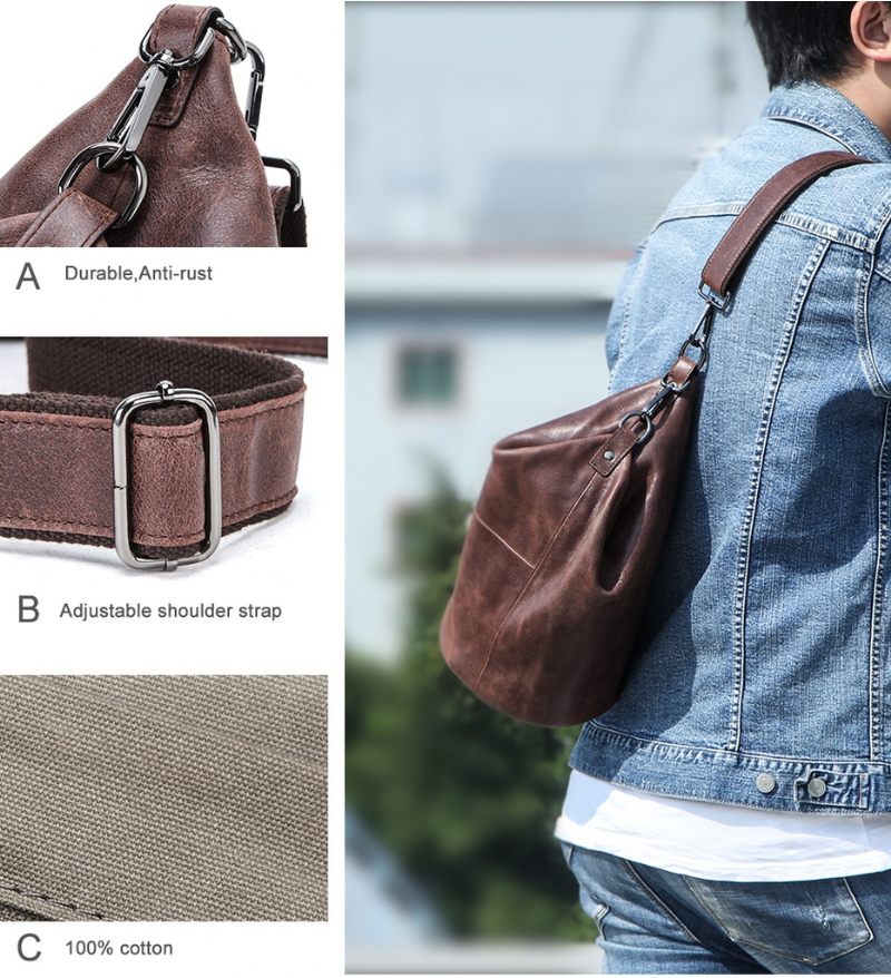 Pinto Crossbody-handväska I Läder För Män - Kaffe