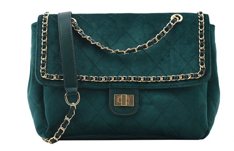 Polenta Crossbody-handväska I Kviltat Läder För Kvinnor - Grön