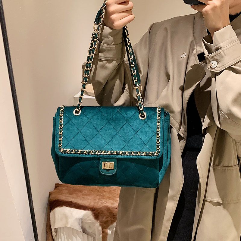 Polenta Crossbody-handväska I Kviltat Läder För Kvinnor - Grön