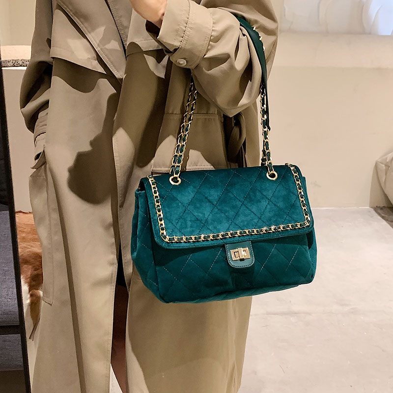 Polenta Crossbody-handväska I Kviltat Läder För Kvinnor - Grön