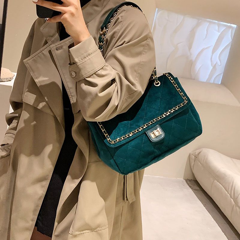 Polenta Crossbody-handväska I Kviltat Läder För Kvinnor - Grön