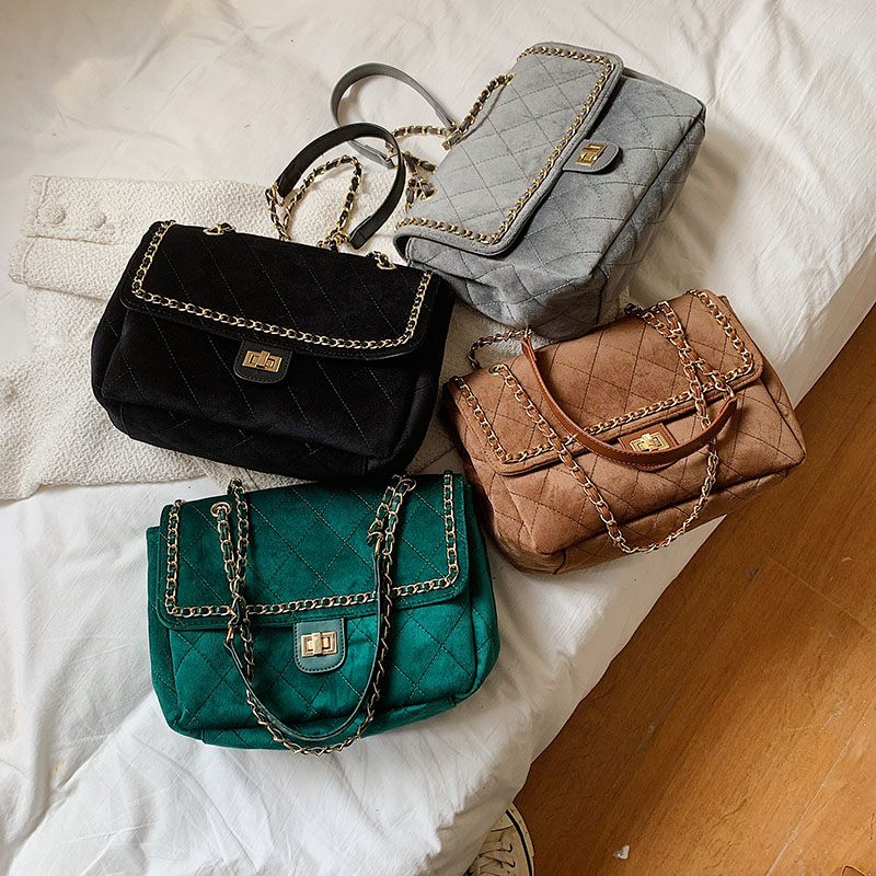 Polenta Crossbody-handväska I Kviltat Läder För Kvinnor - Grön
