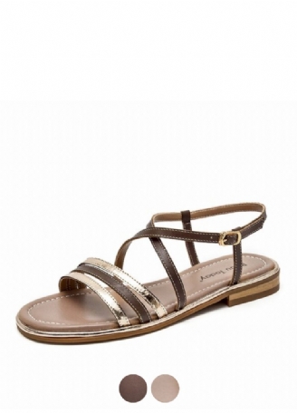 Polonia Gladiator Platt Sandal I Läder För Kvinnor