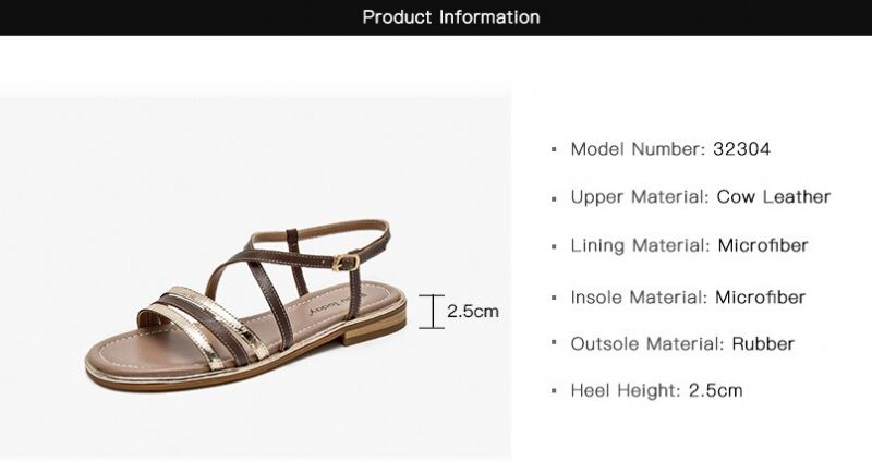 Polonia Gladiator Platt Sandal I Läder För Kvinnor - Kaffe