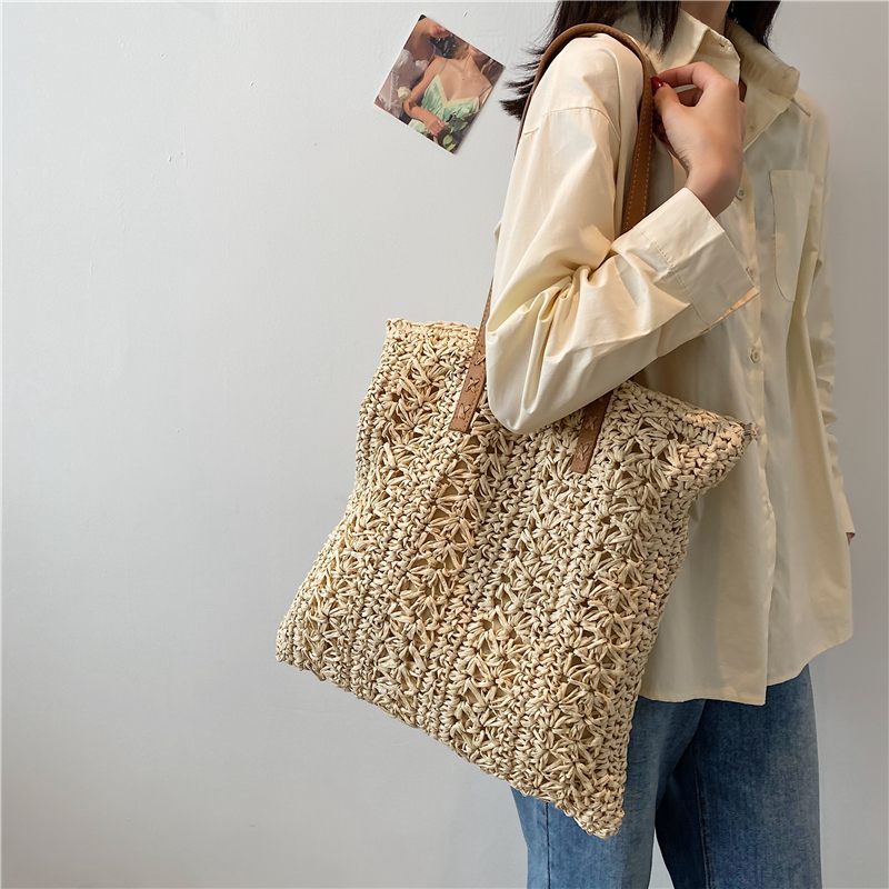 Porte Dam Handväska Halmväv - Beige