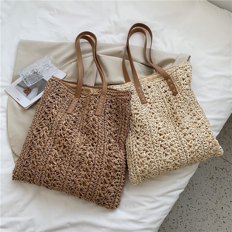 Porte Dam Handväska Halmväv - Beige