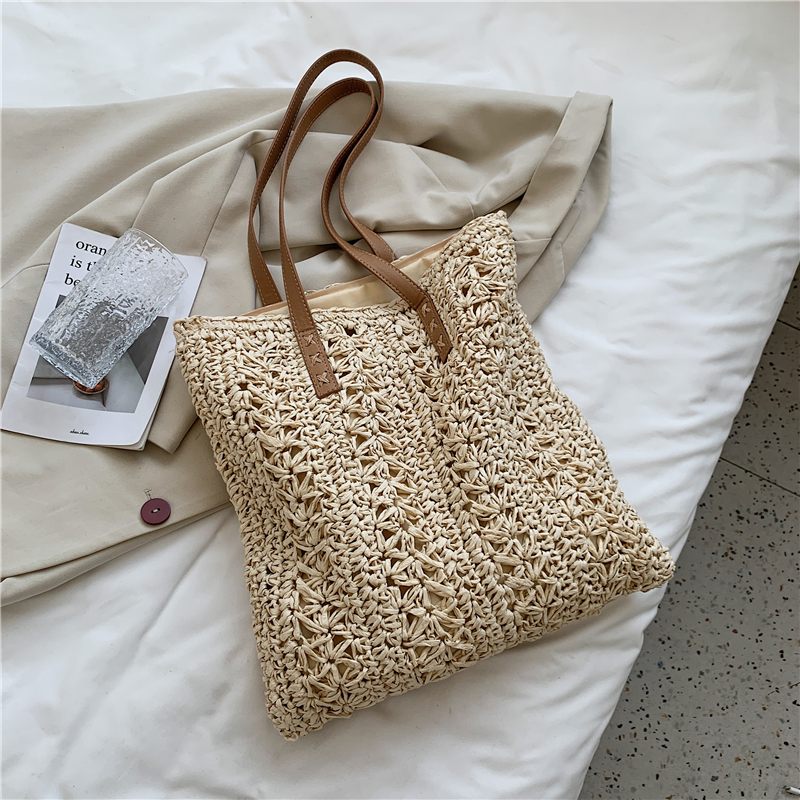 Porte Dam Handväska Halmväv - Beige