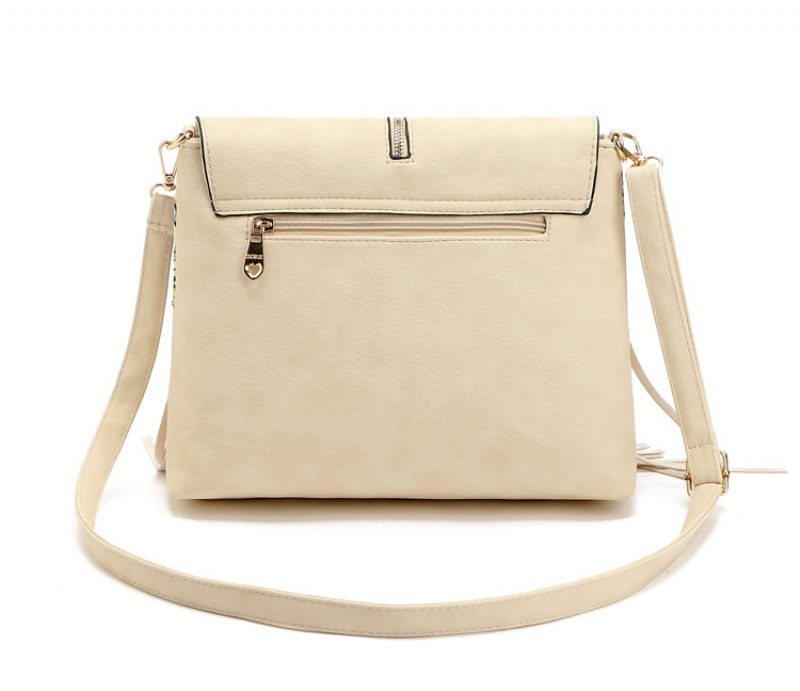 Pradera Handväska I Läder Tofs För Kvinnor - Beige