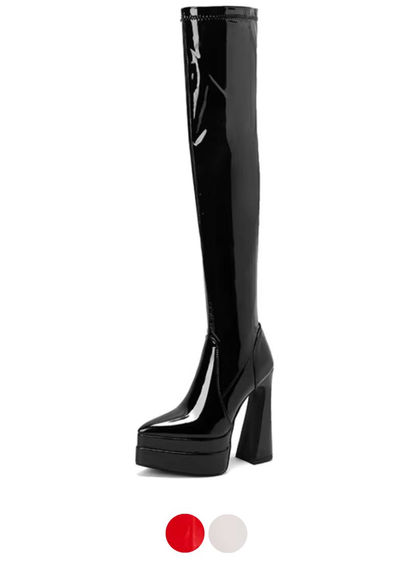 Rachel Kvinnors Patent Over The Knee Boots