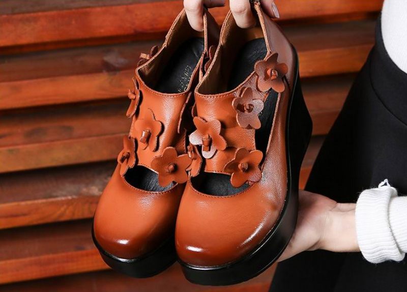 Rafahela Plattformsskor För Dam Wedges - Brun