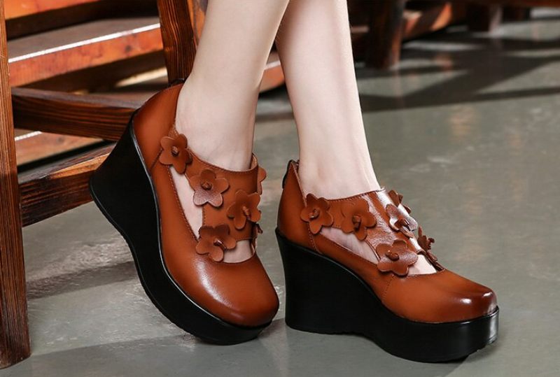 Rafahela Plattformsskor För Dam Wedges - Brun