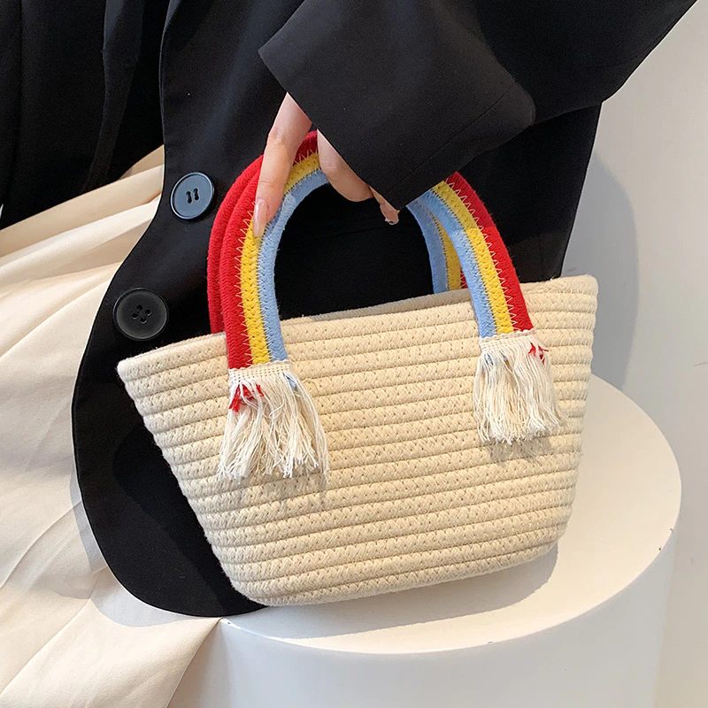 Rainbow Handväska För Kvinnor Med Litet Topphandtag - Beige