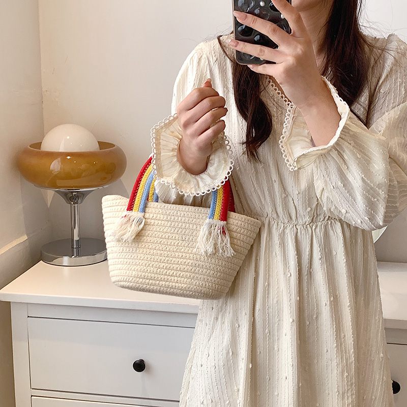 Rainbow Handväska För Kvinnor Med Litet Topphandtag - Beige