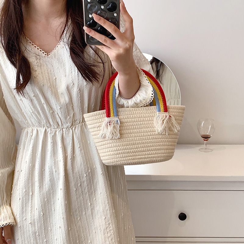 Rainbow Handväska För Kvinnor Med Litet Topphandtag - Beige