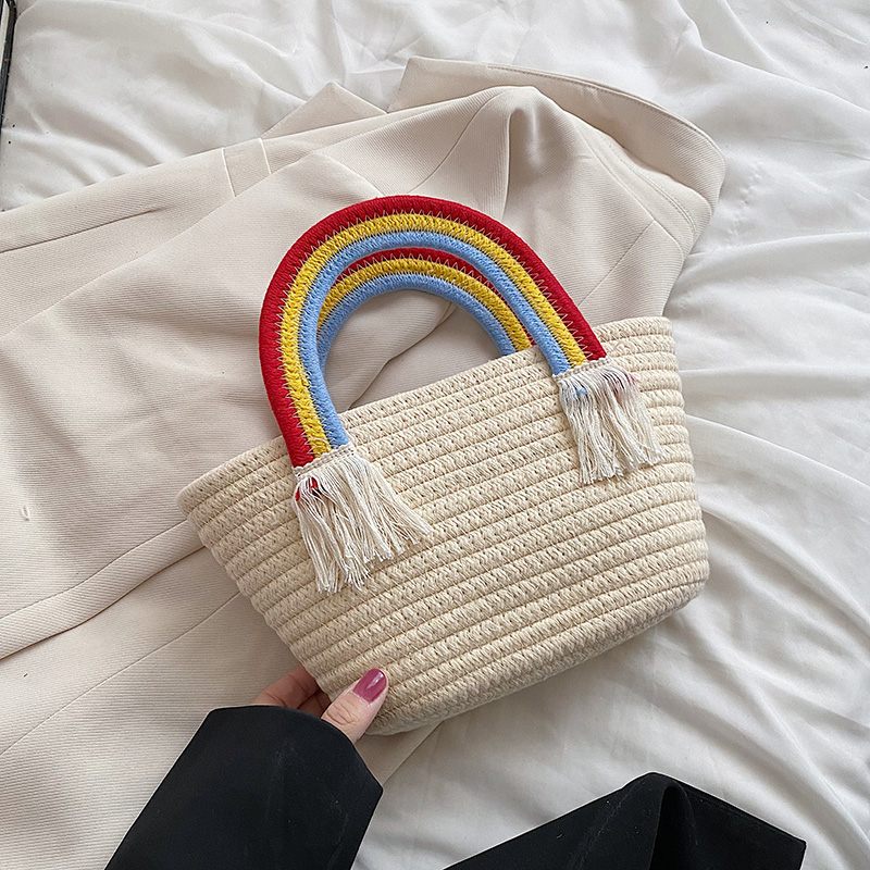 Rainbow Handväska För Kvinnor Med Litet Topphandtag - Beige