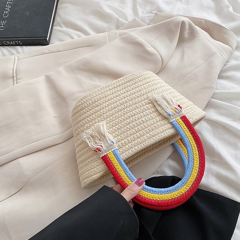 Rainbow Handväska För Kvinnor Med Litet Topphandtag - Beige