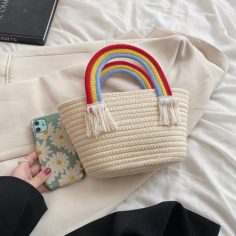 Rainbow Handväska För Kvinnor Med Litet Topphandtag - Beige