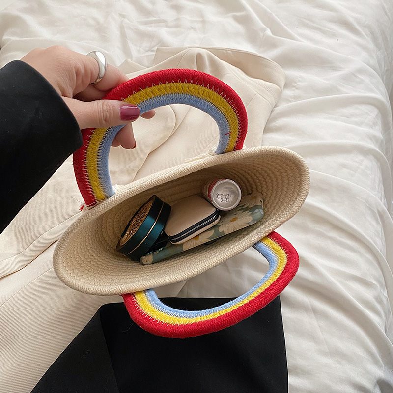 Rainbow Handväska För Kvinnor Med Litet Topphandtag - Beige