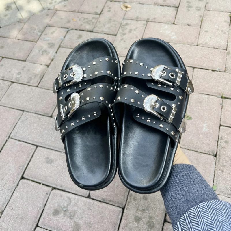 Ramel Casual Rivet Tofflor För Kvinnor - Svart