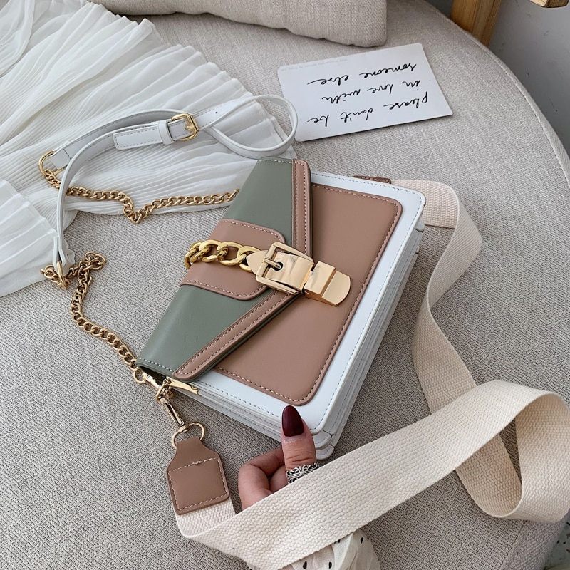 Randa Handväska För Kvinnor Small Luxury Chain Läder Crossbody - Grön