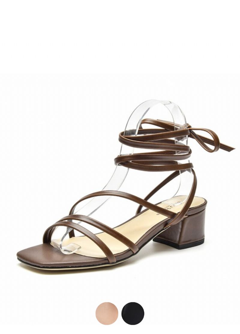 Reina Dam Vintage Square Toe Lädersandaler