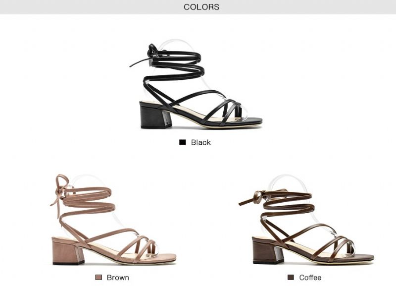 Reina Dam Vintage Square Toe Lädersandaler - Kaffe