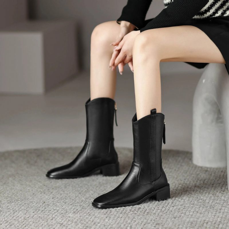 Renny Mid Calf Boots För Kvinnor - Svart