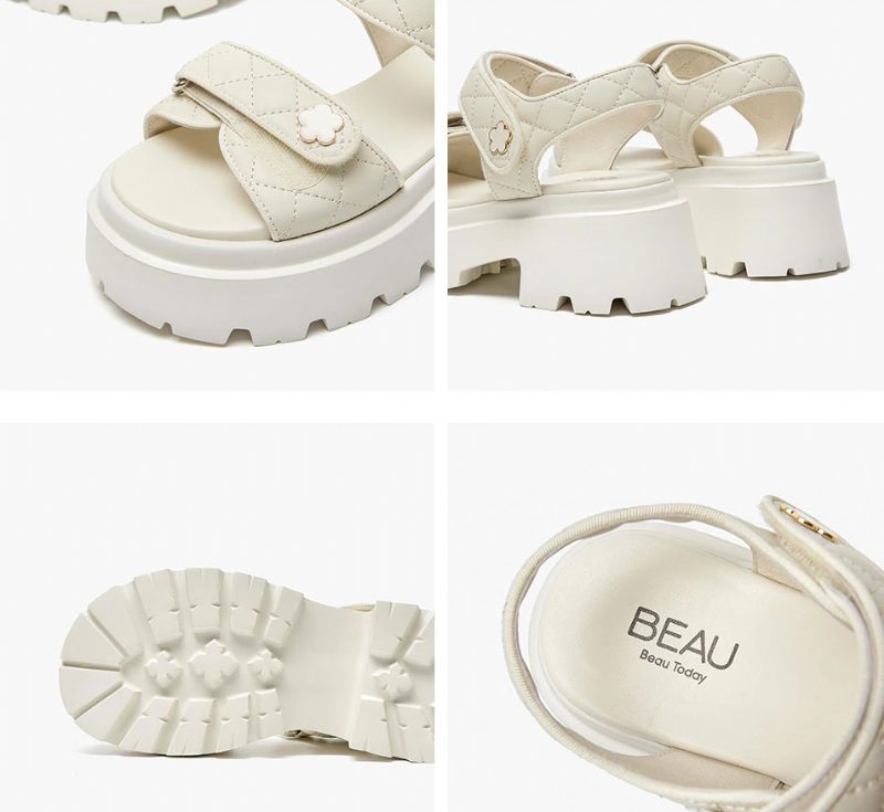Rina Läderplattformssandal För Kvinnor - Beige