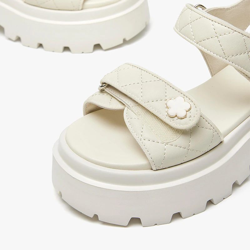Rina Läderplattformssandal För Kvinnor - Beige