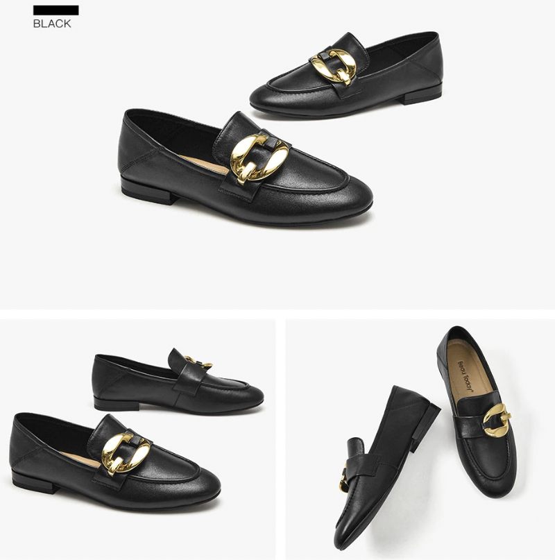 Rinaldi Platta Läder Loaferskor För Kvinnor - Beige