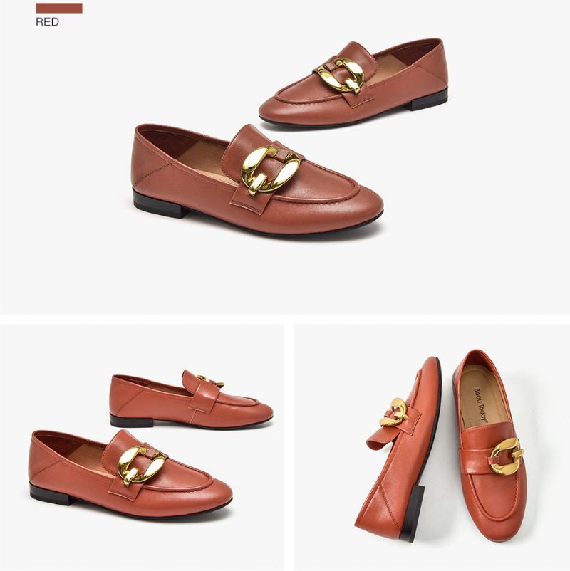 Rinaldi Platta Läder Loaferskor För Kvinnor - Beige