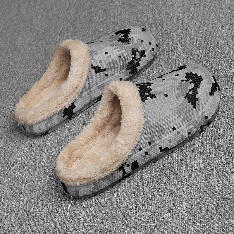 Rödbrun Varma Tofflor För Män - Beige